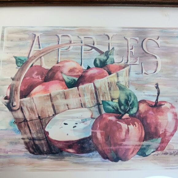 Fruit Stand Apples And Peaches Prints By Jerianne Van Dijk Framed 12" X 10" VTG - Picture 4 of 9